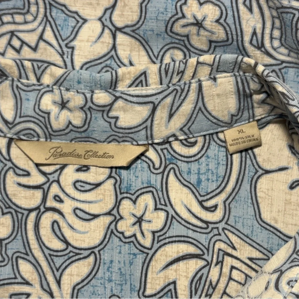 Paradise Collection Men XL Shirt 100% Silk Hawaiian Tropical Vacation Beach Tiki